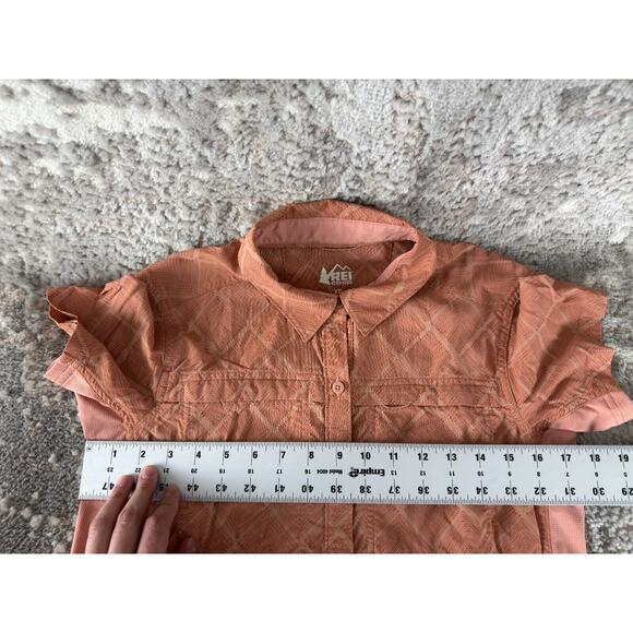Rei Co op Size XS Stretch Diamond Casual Button Shirt Pink Short Sleeve Collar - Picture 5 of 9